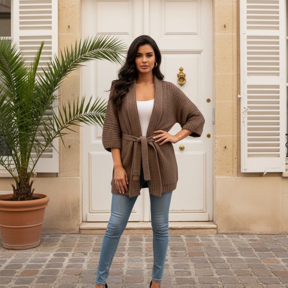 Sarah Spencer Taupe Knit Cardigan